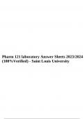 Pharm 121 laboratory Answer Sheets 2023/2024 (100%Verified) - Saint Louis University.
