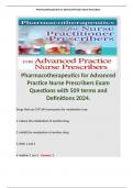 Pharmacotherapeutics for Advanced Practice Nurse Prescribers Exam Questions with 509 terms and Definitions 2024.