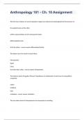 Anthropology 101 - Ch. 10 Assignment question n answers graded A+ 2023/2024
