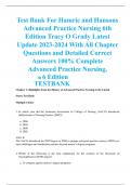 Test Bank For Hamric and Hansons Advanced Practice Nursing 6th Edition Tracy O Grady Latest Update 2023-2024 With All Chapter Questions and Detailed Correct Answers 100% Complete