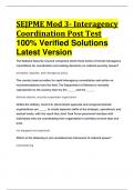 SEJPME Mod 3- Interagency Coordination Post Test 100&percnt; Verified Solutions Latest Version