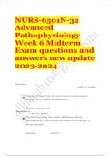 Nurs 6501n 32 advanced pathophysiology week 6 midterm EXAM QUESTIONS & ANSWERS/ LATEST UPDATE 2023-2024 / RATED A+