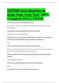 SEJPME Introduction to Joint Duty Post Test 100% Complete SOLUTIONS 