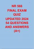 NR 566 Final Exam Advanced Pharmacology 2024