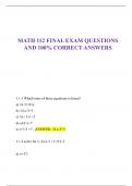 MATH 112 FINAL EXAM QUESTIONS  AND 100% CORRECT ANSWERS