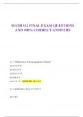 MATH 112 FINAL EXAM QUESTIONS  AND 100&percnt; CORRECT ANSWERS