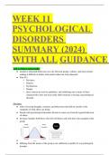 WEEK 11 PSYCHOLOGICAL DISORDERS SUMMARY (2024) WITH ALL GUIDANCE 