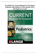 Complete Test Bank for Current Diagnosis & Treatment Pediatrics 26th Edition by Maya Bunik, 2021 | All Chapters Covered
