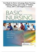 Test Bank for Davis Advantage Basic Nursing: Thinking, Doing, and Caring 2 nd Edition (Treas, 2017) | All Chapters Covered