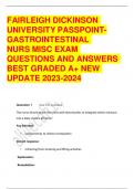 Nurs MISC passpoint gastrointestinal EXAM  QUESTIONS & ANSWERS/ LATEST UPDATE 2023-2024 / RATED A+