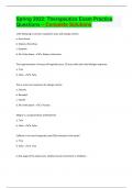 Spring 2022&colon; Therapeutics Exam Practice Questions &ndash; Complete Solutions