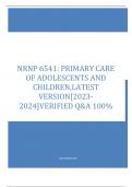 NRNP 6541 primary care of adolescent and children 
