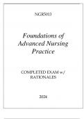 NGR5013 FOUNDATIONS OF ADVANCED NURSING PRACTICE COMPLETED EXAM WITH RATIONALES