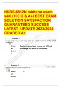 Nurs 6512n midterm EXAM  QUESTIONS & ANSWERS/ LATEST UPDATE 2023-2024 / RATED A+
