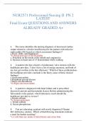 NUR2571 Professional Nursing II PN 2 LATEST Final Exam QUESTIONS AND ANSWERS ALREADY GRADED A+