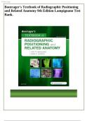 BONTRAGER'S TEXTBOOK OF RADIOGRAPHIC POSITIONING AND RELATED ANATOMY 9TH ED LAMPIGNANO TEST BANK