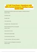 LLT 307 Final Exam &vert; Questions with 100&percnt; Correct Answers &vert; Verified &vert; Latest Update 2024