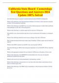 California State Board Cosmetology Test Questions and Answers 2024  Update 100&percnt; Solved
