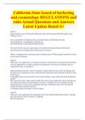 California State board of barbering  and cosmetology REGULATIONS and  rules Actual Questions and Answers  Latest Update Rated A&plus; 