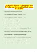 CONCRETE TEST &vert; 110 Questions with 100&percnt; Correct Answers &vert; Verified &vert; Latest Update 2024