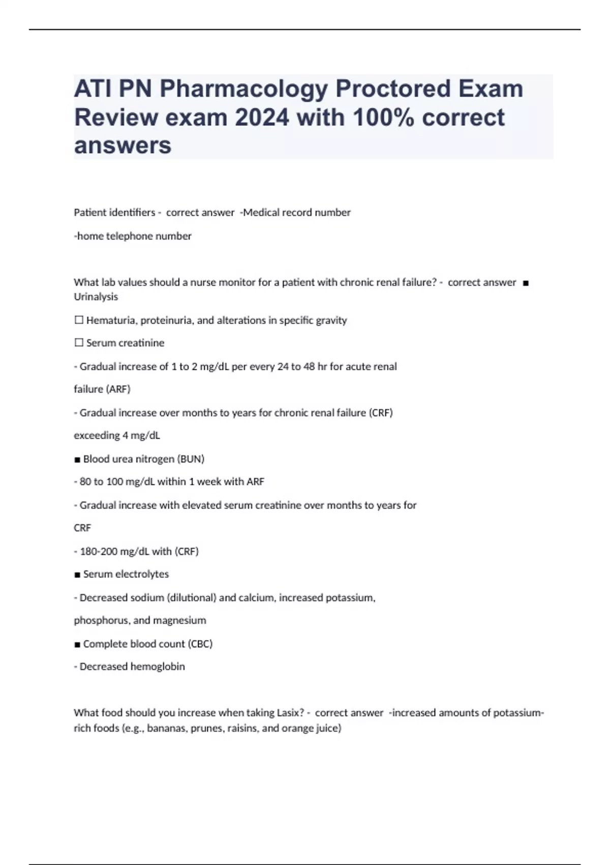 ATI Pharmacology Proctored BUNDLED Exam 2024 with 100% correct answers ...
