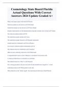 Cosmetology State Board Florida  Actual Questions With Correct  Answers 2024 Update Graded A+ 