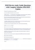 D103 Review study Guide Questions  with Complete Solution 2024&sol;2025  Update 