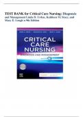 Test Bank For Critical Care Nursing- Diagnosis and Management ,9th Edition by Urden Chapter 1-41. Complete Guide 2024