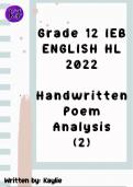 2022 IEB Poetry Analysis-  8 Full Poem Summaries with annotations