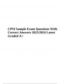 CPSI Exam Questions With 100% Correct Answers Latest 2024 (Graded A+)