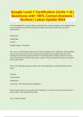 Google Level 1 Certification &lpar;Units 1-4&rpar; &vert; Questions with 100&percnt; Correct Answers &vert; Verified &vert; Latest Update 2024