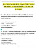 HESI MENTAL HEALTH EXAM STUDY GUIDE WITH NGN A+ VERIFIED QUESTIONS AND ANSWERS