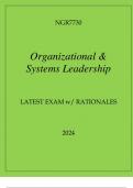 NGR7730 ORGANIZATIONAL & SYSTEMS LEADERSHIP LATEST EXAM WITH RATIONALES