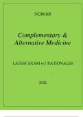 NGR6168 COMPLEMENTARY & ALTERNATIVE MEDICINE LATEST EXAM WITH RATIONALES