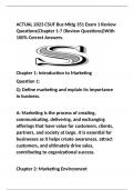 ACTUAL 2024 CSUF Bus Mktg 351 Exam 1 Review Questions(Chapter 1-7 (Review Questions))With 100% Correct Answers.