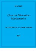 MAT1402 GENERAL EDUCATION MATHEMATICS LATEST EXAM WITH RATIONALES 2024.