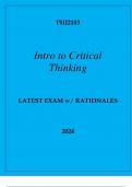 PHI2103 INTRO TO CRITICAL THINKING LATEST EXAM WITH RATIONALES 2024.