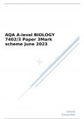 AQA A level BIOLOGY Paper 3 Mark scheme June 2023       