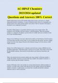 AC-HPAT Chemistry 2023&sol;2024 updated Questions and Answers 100&percnt; Correct