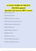 ACT&sol;SAT WORD OF THE DAY 2023&sol;2024 updated Questions and Answers 100&percnt; Correct