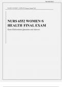 WALDEN UNIVERSITY NURS 6552 WOMEN’S HEALTH FINAL EXAM Exam Elaborations Questions and Answers Latest Update 2023-2024 Questions and Correctt Answers Graded A+
