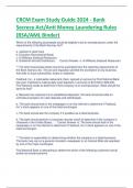 CRCM Exam Study Guide 2024 - Bank  Secrecy Act/Anti Money Laundering Rules  (BSA/AML Binder)