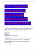 2024 LATEST D307 - Educational Psychology WGU QUESTION AND CORRECT ANSWER LATEST UPDATE 