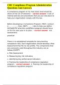 CHC Compliance Program Administration Questions And Answers 