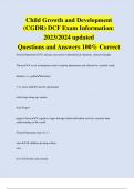 Child Growth and Development  &lpar;CGDR&rpar; DCF Exam Information&colon; 2023&sol;2024 updated Questions and Answers 100&percnt; Correct