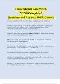 Constitutional Law MPTC 2023&sol;2024 updated Questions and Answers 100&percnt; Correct