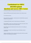 Constitutional Law MPTC 2023&sol;2024 updated Questions and Answers 100&percnt; Correct
