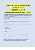 Caring for Central Vascular Access Device &lpar;CVAD&rpar; 2023&sol;2024 updated Questions and Answers 100&percnt; Correct