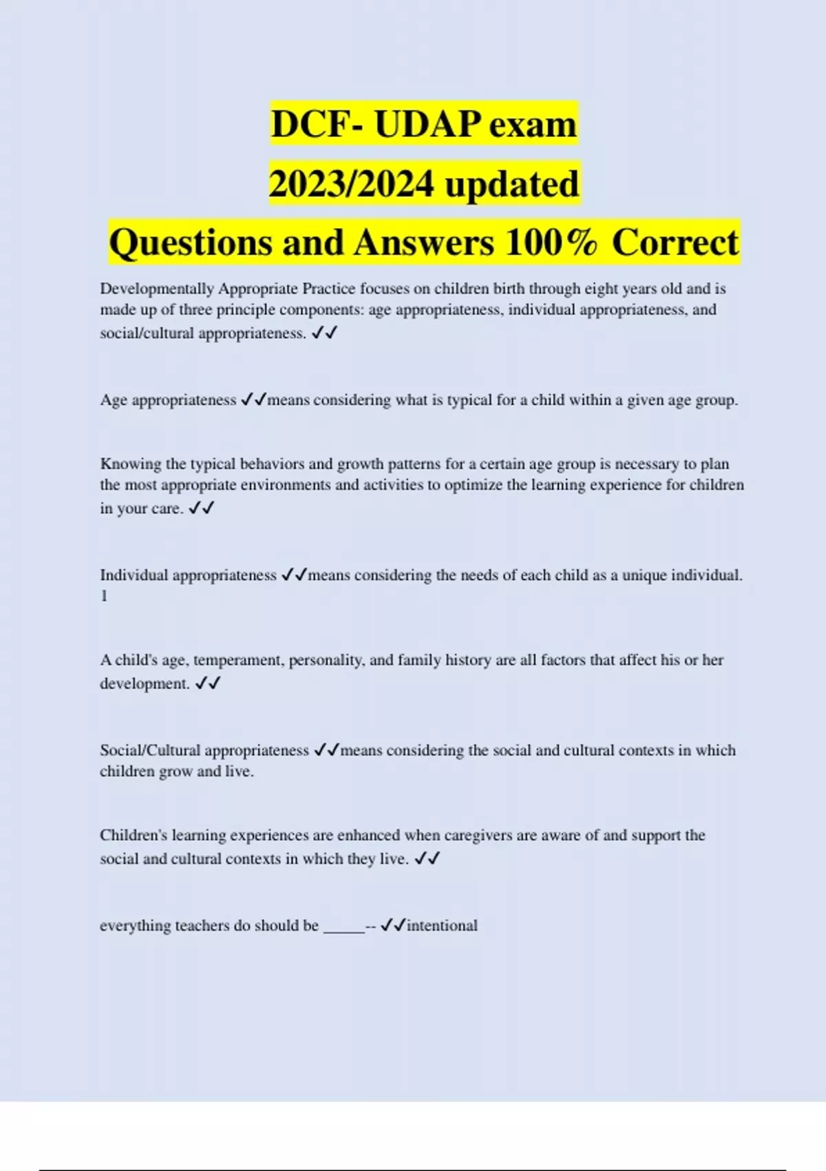 DCF- UDAP exam 2023/2024 updated Questions and Answers 100% Correct ...
