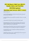 DCF 40 Hours Child Care (HSAN)  Health, Safety, and Nutrition  2023/2024 updated Questions and Answers 100% Correct